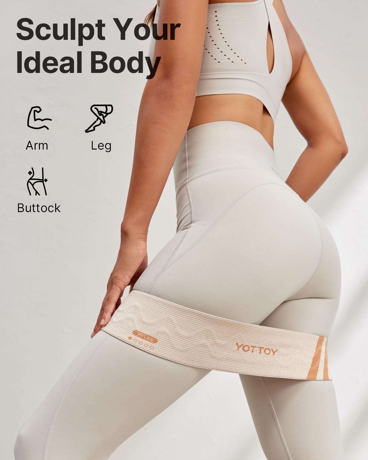YOTTOY Fabric Resistance Bands for Women & Men, Non-Slip Workout Bands Set for Glutes, Legs, and Squats Durable Exercise Bands for Home Gym (20/30/40/50/60lb)
