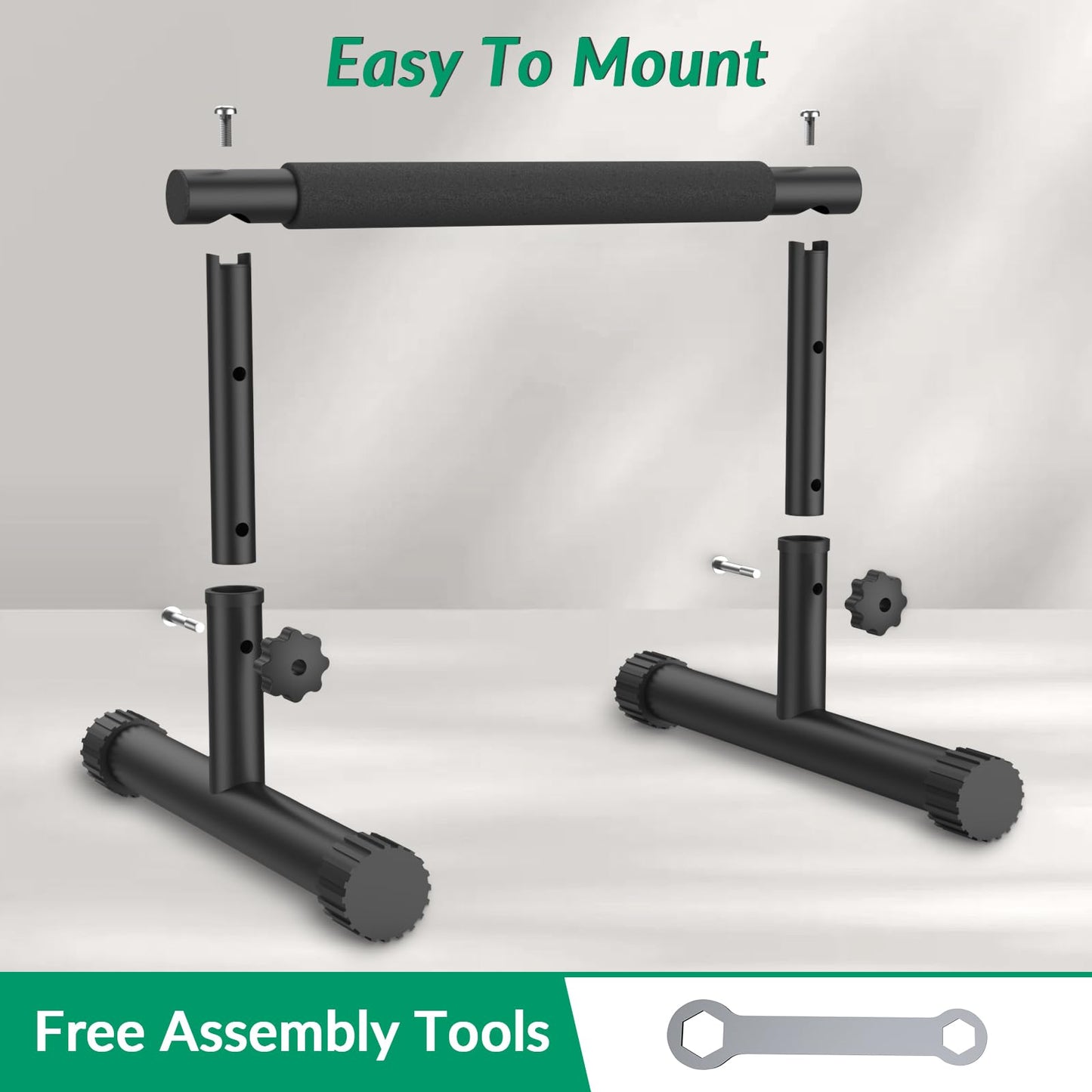 IMAYCC Push Up Bar, Adjustable 7.5" and 10.6" High Parallettes Bars & Dip Bar With Full-Cover Foam Grips, No Wobbling Calisthenics Equipment For Handstand, L-Sit, Gymnastics, Strength Training Home Gym