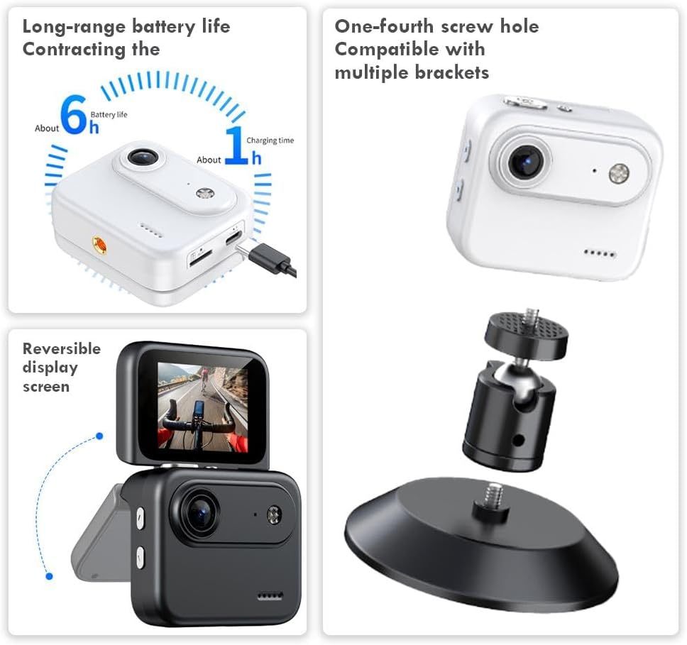 Generic 4K 143 800mAh (32G Multi-Functional Flip Screen Action Camera, HD Wide-Angle Optical Lens, Long Battery Life