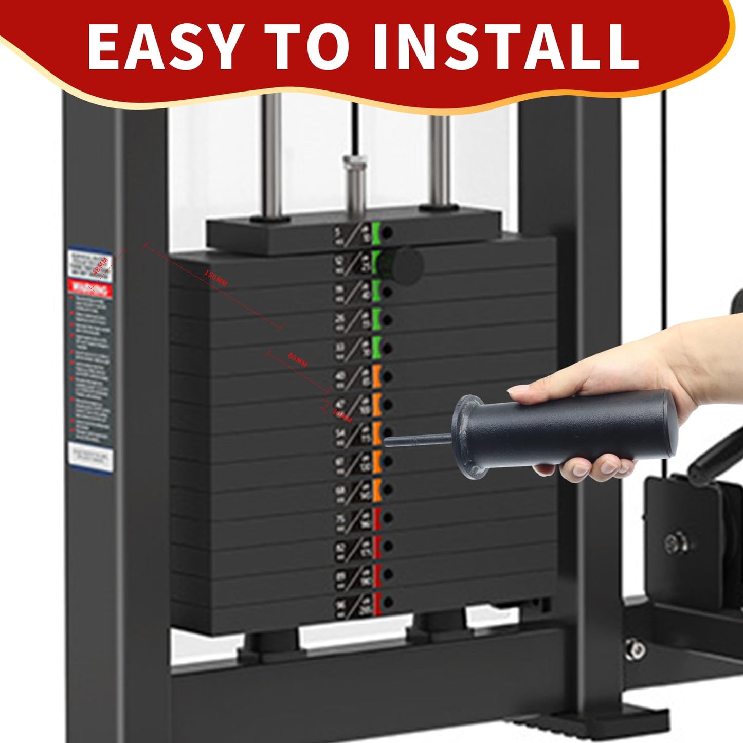 FNKTEK Weight Stack Pin and Spring Collar Weight Stack Extender Pin Commercial and Home Gym Accessories for Cable Tower and Functional Trainer Machine (Hanger Rod Length:150 Mm, Ø 10 Mm,Length 110mm)