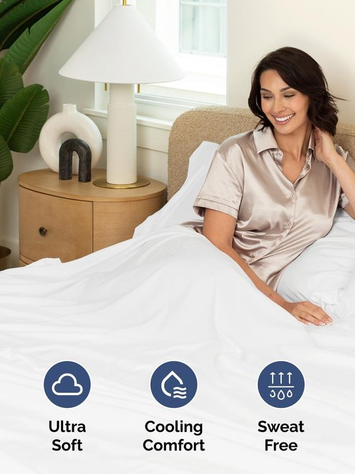 Extra Deep Queen Sheet Set - 4 Piece Breathable Cooling Bed Sheets - Fits 18-24 Inch Mattresses - Ultra Soft, Wrinkle-Free Luxury Bedding - White