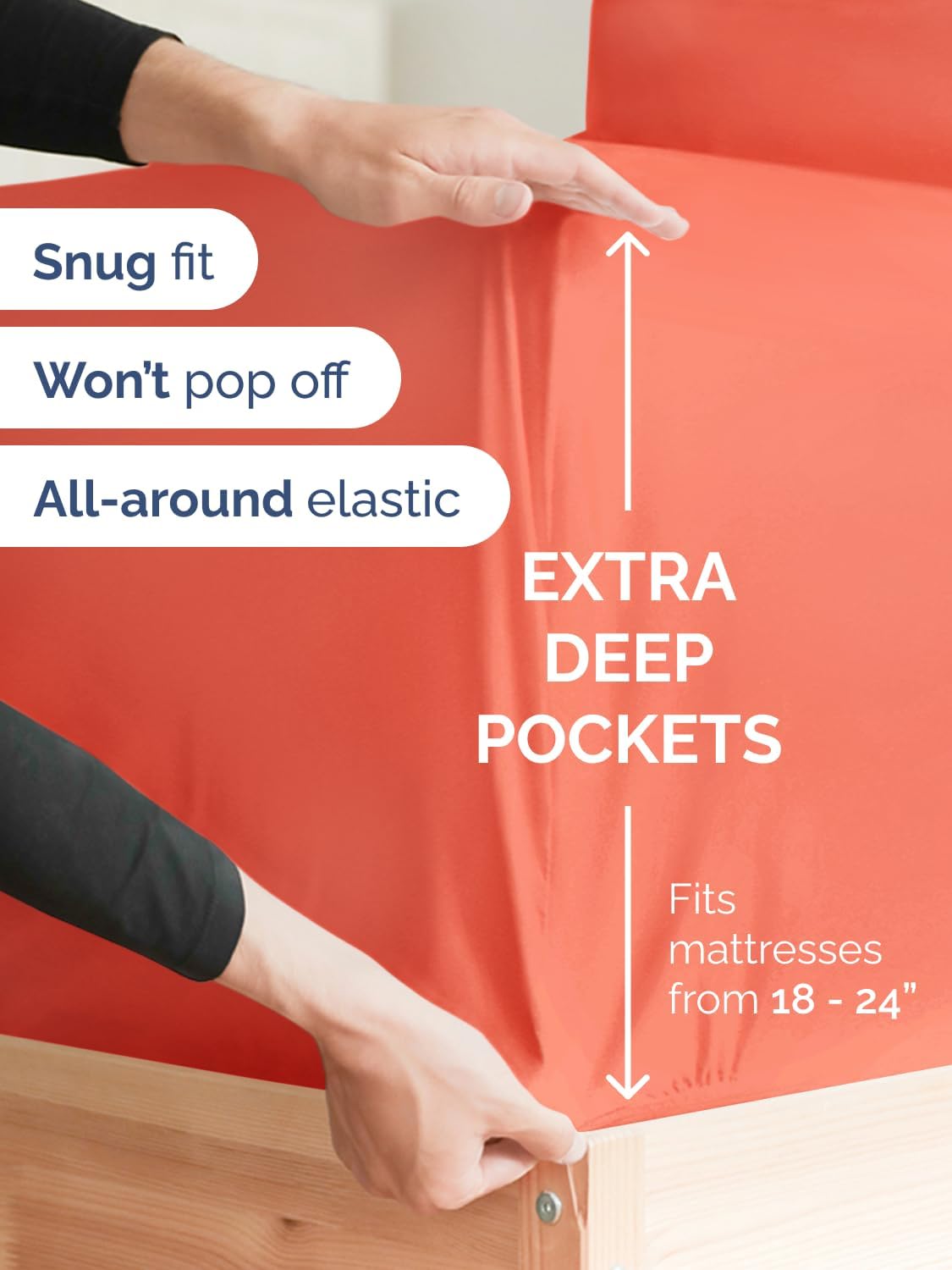 Skiennix Extra Deep Twin Sheet Set - 4 Piece Breathable Cooling Sheets - Luxury Coral Bedding for All Ages