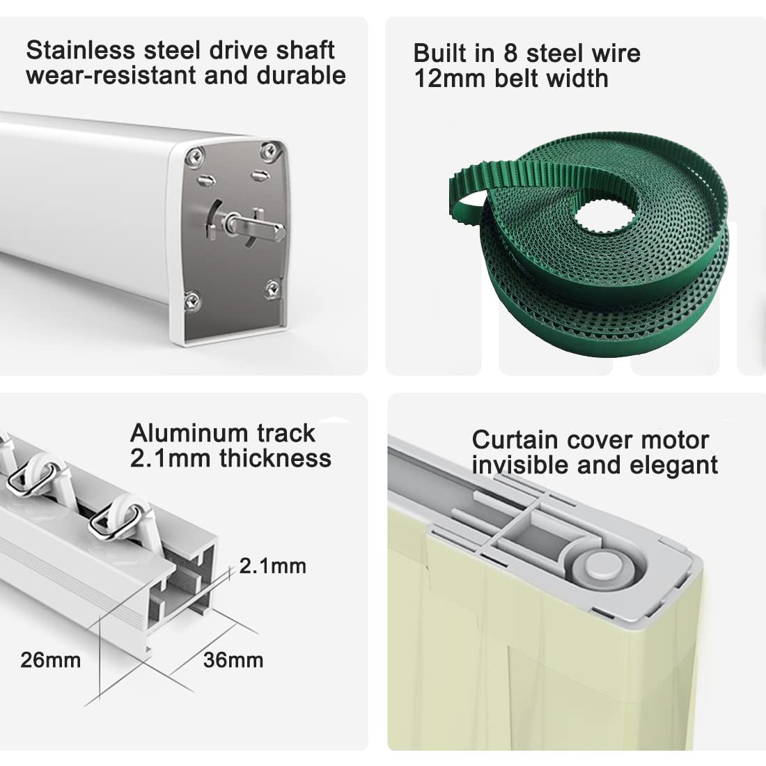 Electric Smart Curtains System, Automatic Curtain Opener, Motorized Curtains Rod with Remote, Compatible with Alexa/Google Home/Tuya App (Up to 86 inches)