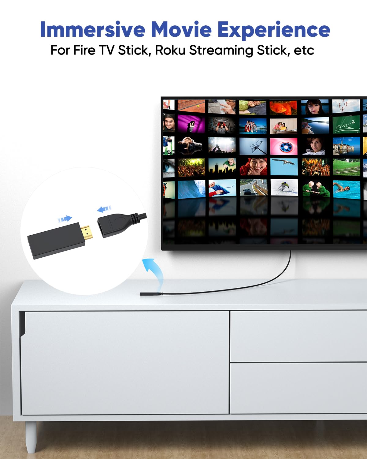 5FT, 4K 4K@60Hz, 2K@144Hz, 18Gbps PS5/PS4, HDMI Extender Cable HDMI Extension Cable Male to Female Adapter Cord