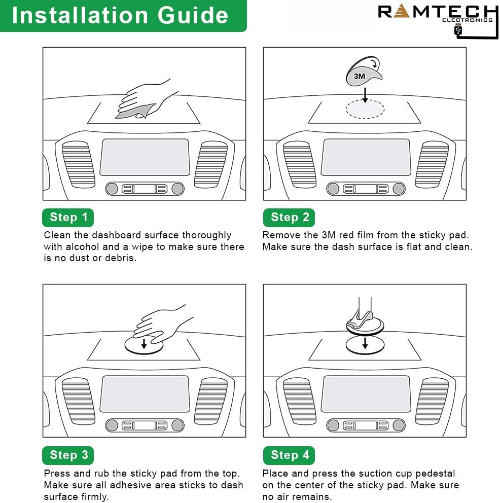 Ramtech Electronics(TM) 90mm Ramtech Electronics Diameter Universal Dash Mount for Mobile Phones, GPS, DVR, Tablets