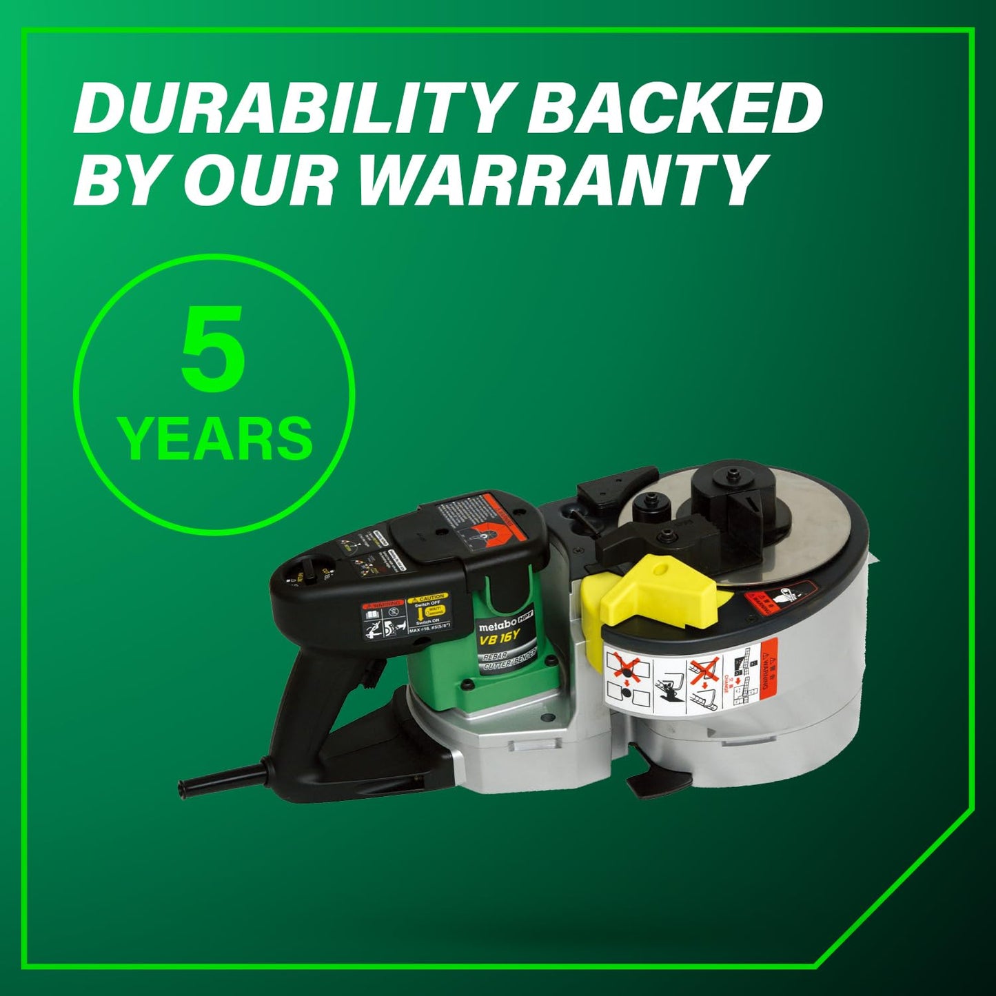 Metabo HPT Portable Rebar Bender and Cutter, 8-Amp Motor, Grade 60 rebar, Maximum 180° Angle, Variable Speed Trigger, Lightweight Design, Precision Bends and Cuts, VB16Y