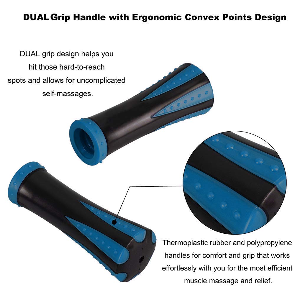 YANSYI Professional 9-Roller Deep Tissue Massage Stick - Portable Muscle Recovery Roller for Athletes, Relieves Post-Workout Soreness & Leg/Back Pain - Portable Physio Tool (Blue 1)