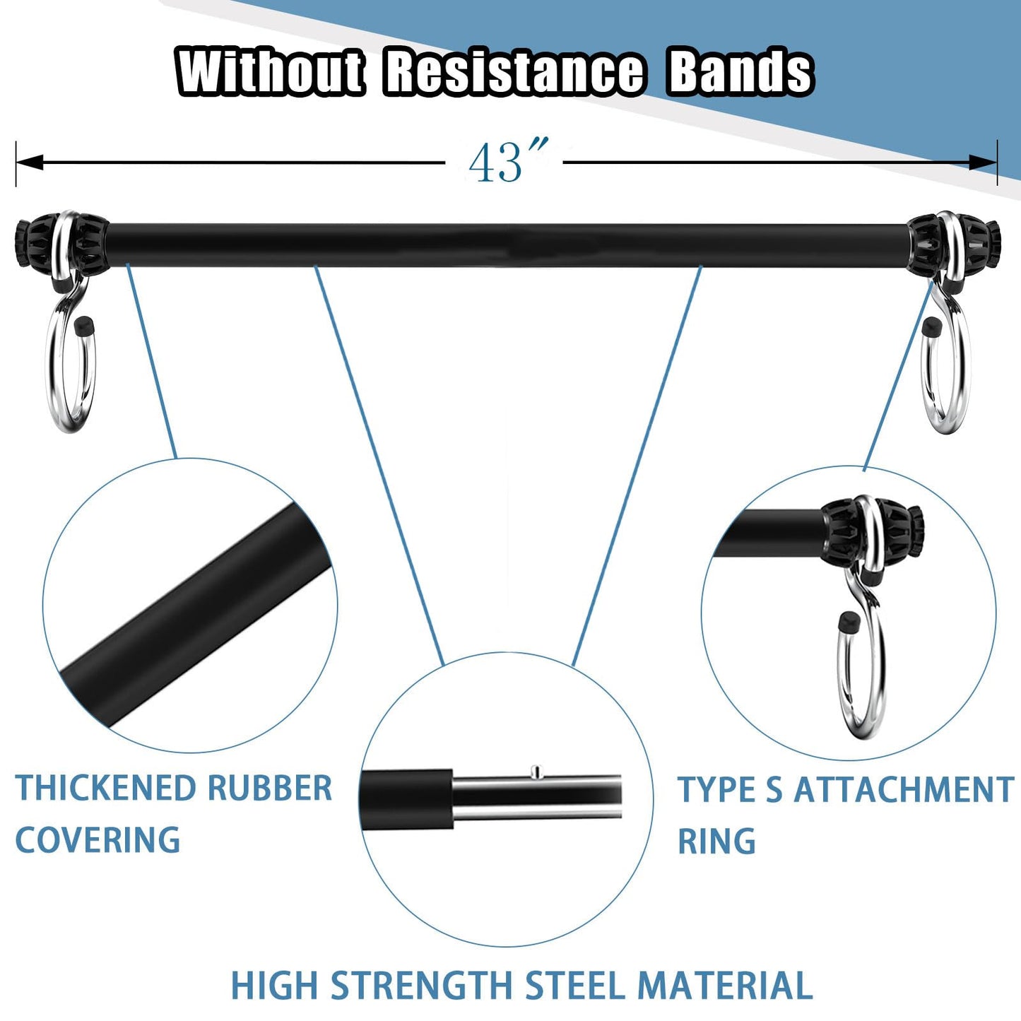 Resistance Band Bar, Portable Pilates Bar with Resistance Bands Home Gym Workouts Stick Squat Yoga Pilates Flexbands Kit for Full Body Shaping (43 Inch Bar + 4PCS Resistance Bands)…