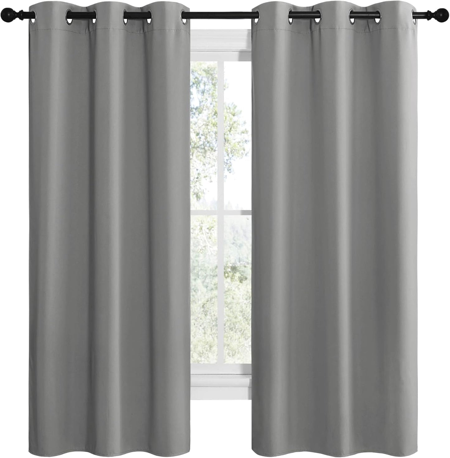 NICETOWN Thermal Insulated Blackout Curtains - Kids' Window Drapes for Nursery | Silver Grey, 2 Panels (W42 x L68-Inch)