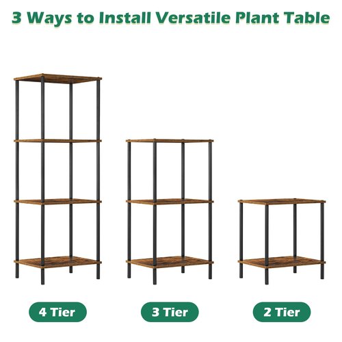 ETELI Tall End Table 4 Tier Wood Skinny Side Table Living Room with Storage Shelf Nightstand Bedside Table Plant Stand for Bedroom Office Dorm, Rustic Brown