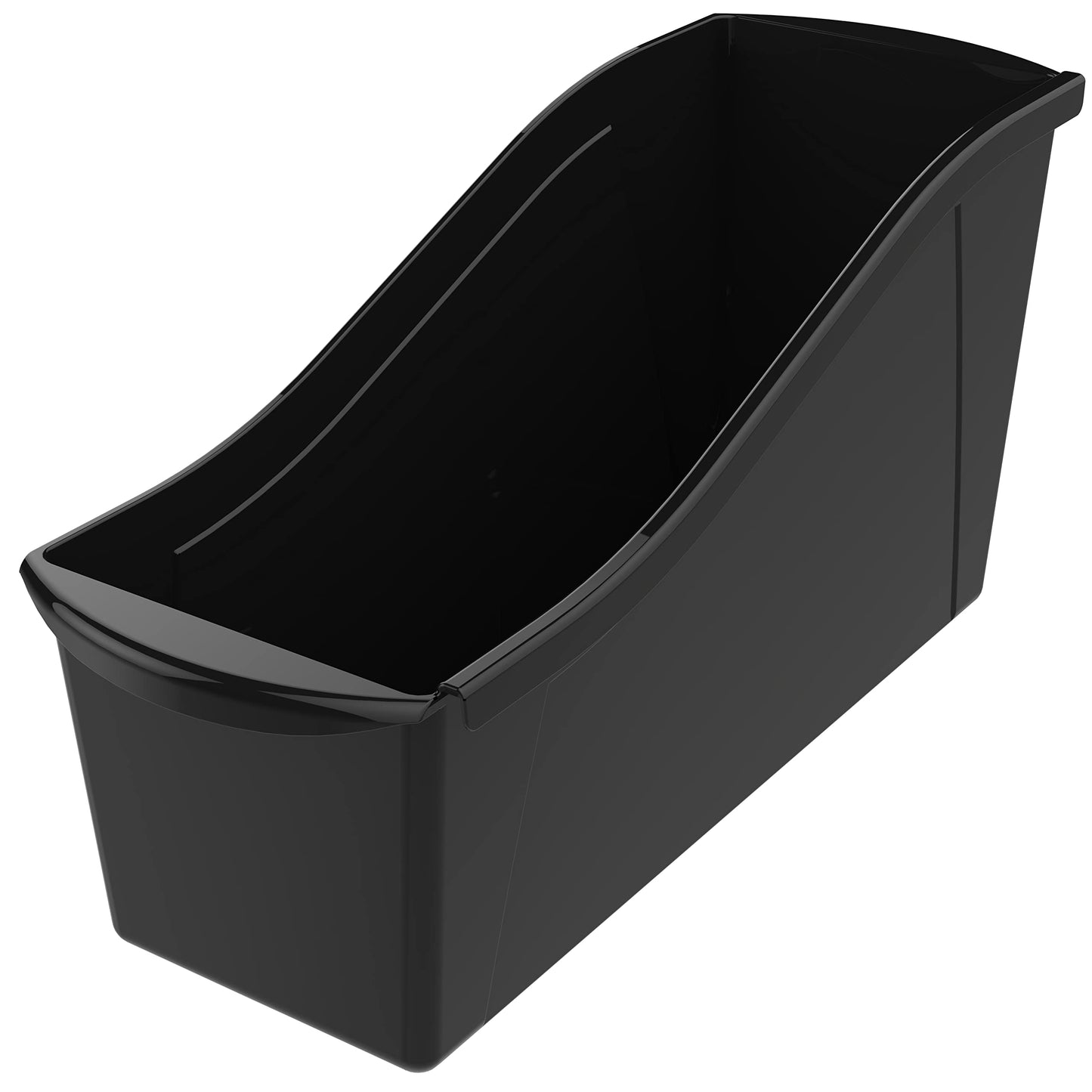 Storex Large Book Bin - Interlocking Plastic Organizer for Home, Office, and Work Space - Black, 6-Pack (70109C06C)