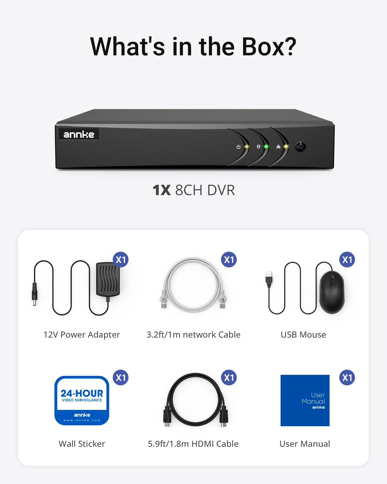 ANNKE 3K Lite H.265+ Security DVR Recorder with AI Human/Vehicle Detection, 8CH Hybrid 5-in-1 CCTV DVR for Surveillance Camera, Supports 8CH Analog and 2CH IP Cameras, Remote Access (No Hard Drive)