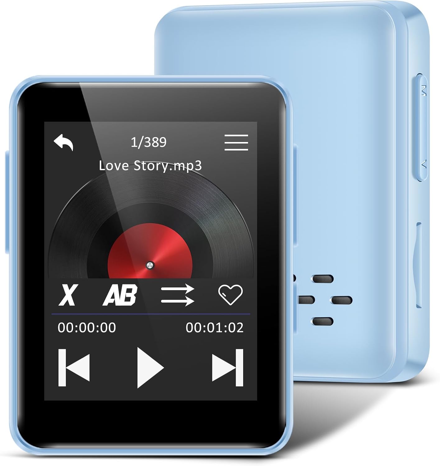 VANSING 32GB MP3 1.8 inch MP3 512GB(Blue) Player for Kids, Portable Small Music Bluetooth Player with Speaker, FM