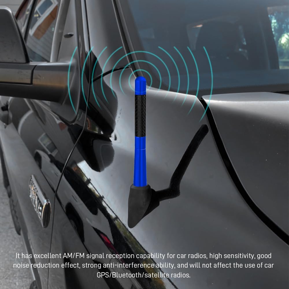 Surosha 4.7 Inch Car Short Antenna, Car Radio Antenna, Aluminum AM/FM Radio Vehicle Screw-in Stubby Aerial, Auto
