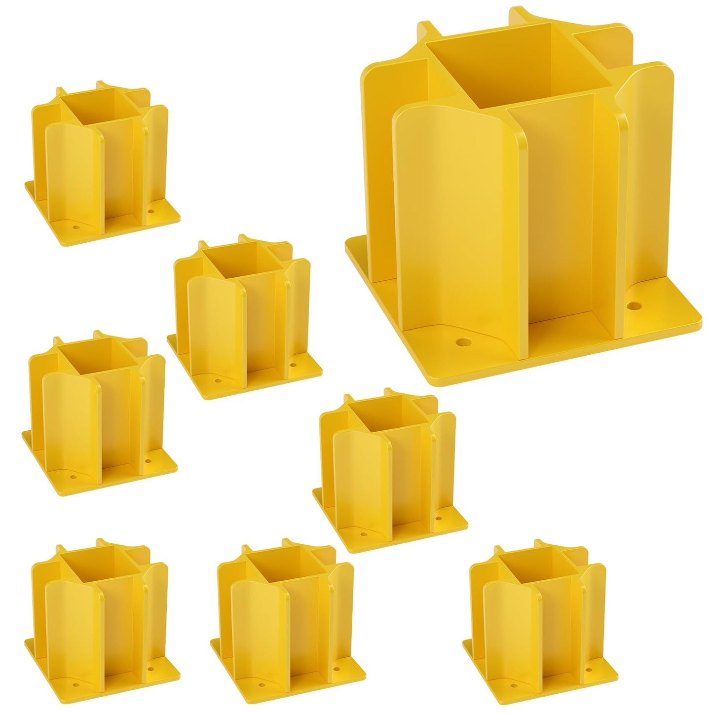 8-Pack Yellow Guardrail Base Boot with Toe Board Slot, Reusable Fall Protection Base for Scaffolding, Temporary Guardrail Systems for Residential and Commercial Construction