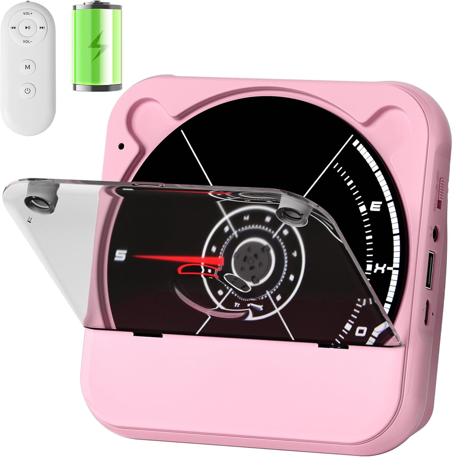 ENVYCLOUD Portable CD Player with Bluetooth, Rechargeable Wireless Mini Desktop for Home with HiFi Speaker, Cute CD