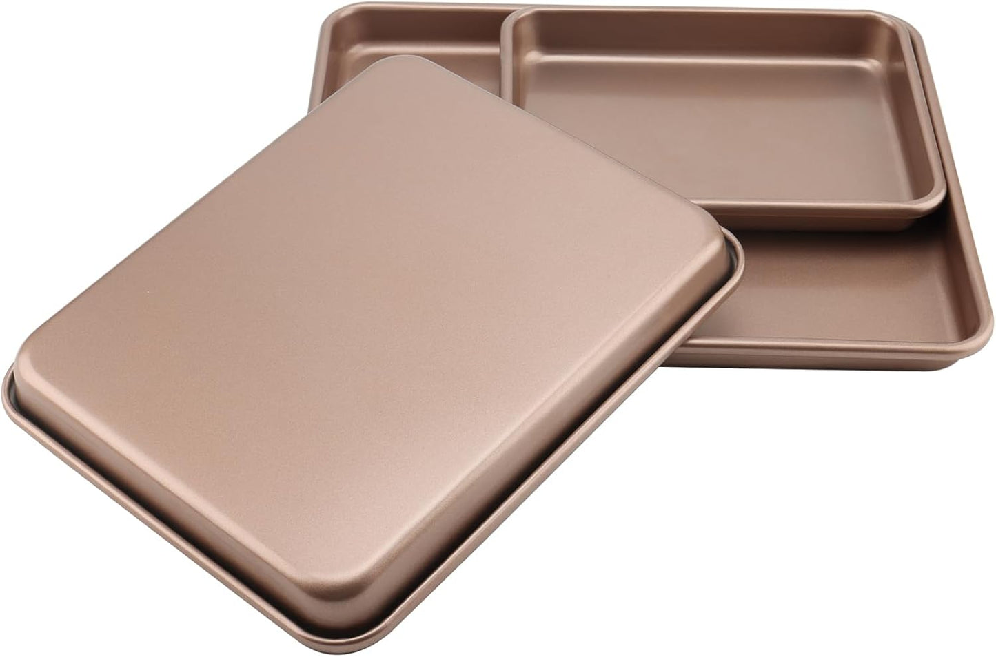 ZOENHOU Nonstick Baking Sheet Pan Set - 3 Sizes (9, 11, 13 Inch) | Ideal for Cookies, Cakes & Bread - Rose Gold