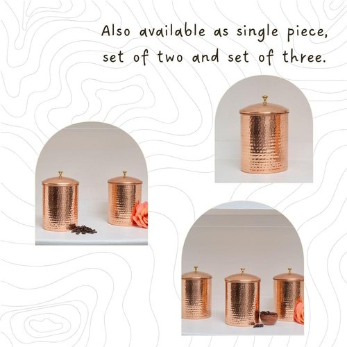 Cook Eat Serve Craft Copper Coffee Canister Container, Hand Hammered, 7.5" Tall