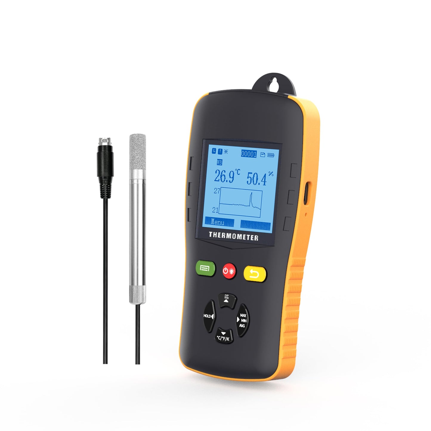 Tzone Temperature Humidity Data Logger USB Temp Recorder with Probe, Digital Dew Point Meter Wet Bulb Thermometer with Sound Alarm, Industrial RH Recording with Report for Lab HVAC Greenhouse Freezer