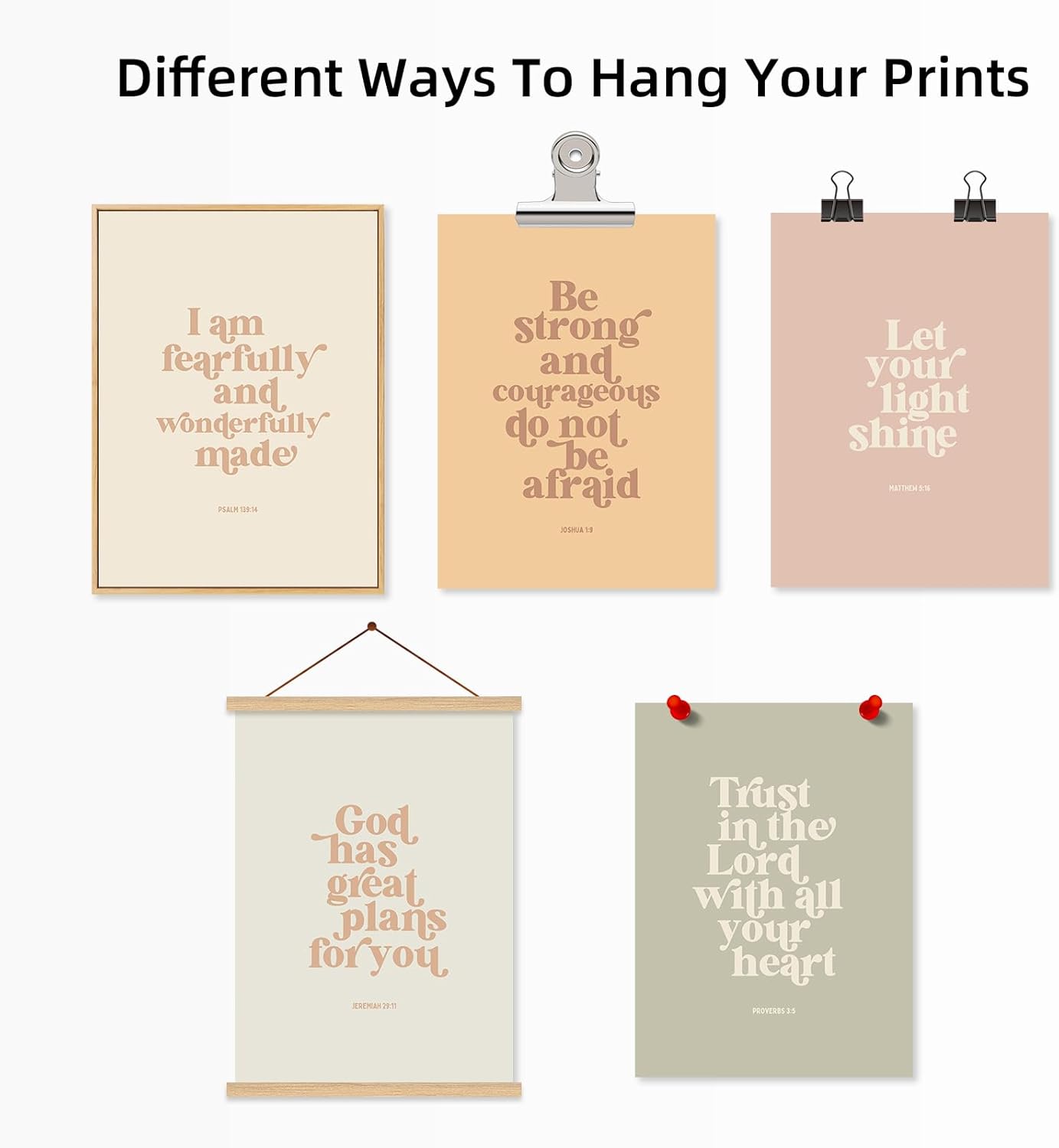 Regine Switzerland Bible Verse Wall Art - Inspirational Christian Canvas Prints | 8x10 Inch Unframed Set of 6
