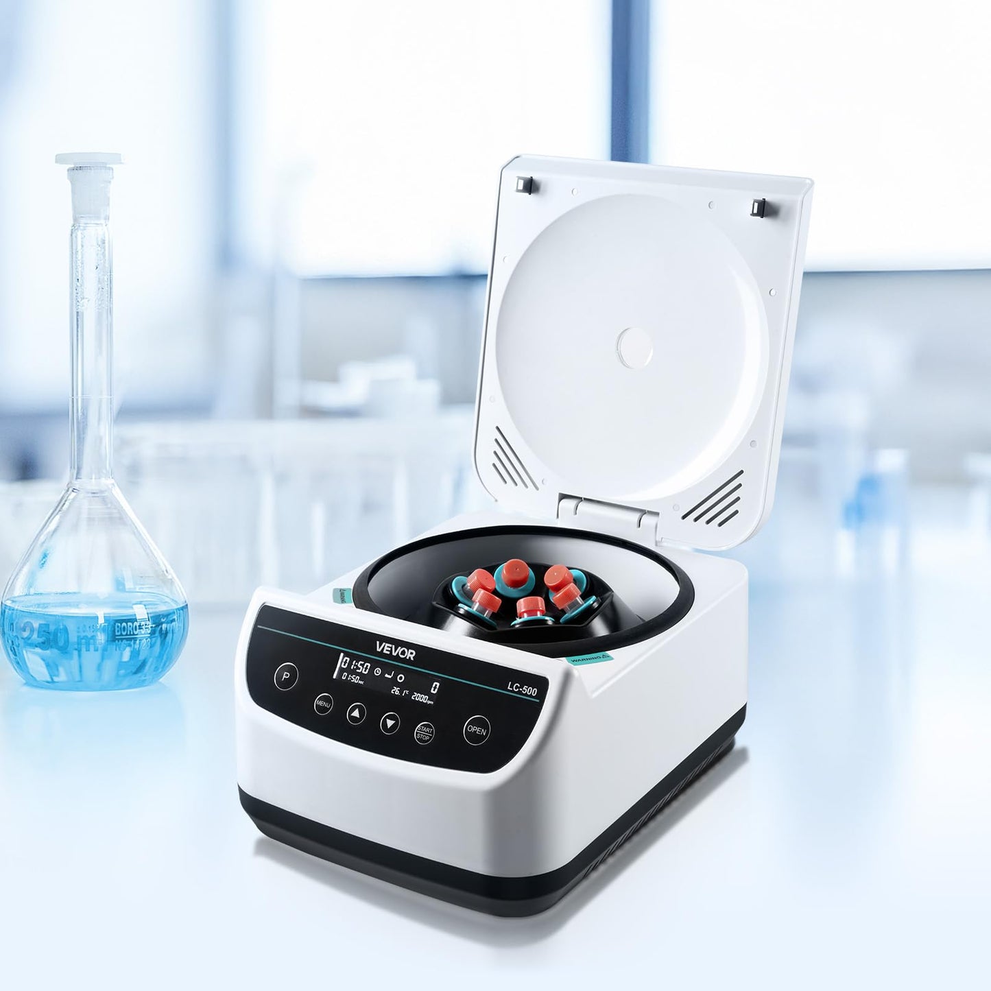 VEVOR Centrifuge Machine, 100-2100xg RCF Electric Laboratory Centrifuge Machine with 1 Rotor for 2/5/10/15/50ml Tube Capacity, Low Speed 500-4000rpm with Timer, Widely Used in Various Experiments
