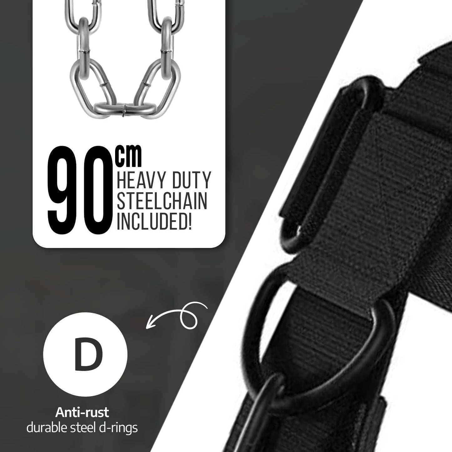 Roar® Neck Harness for Weight Training with Steel Chain & Heavy-Duty D-Rings – Padded Neoprene Head Strap, 4-Way Neck Strength Trainer for MMA, Boxing, Wrestling & Gym – Adjustable, Comfortable & Durable