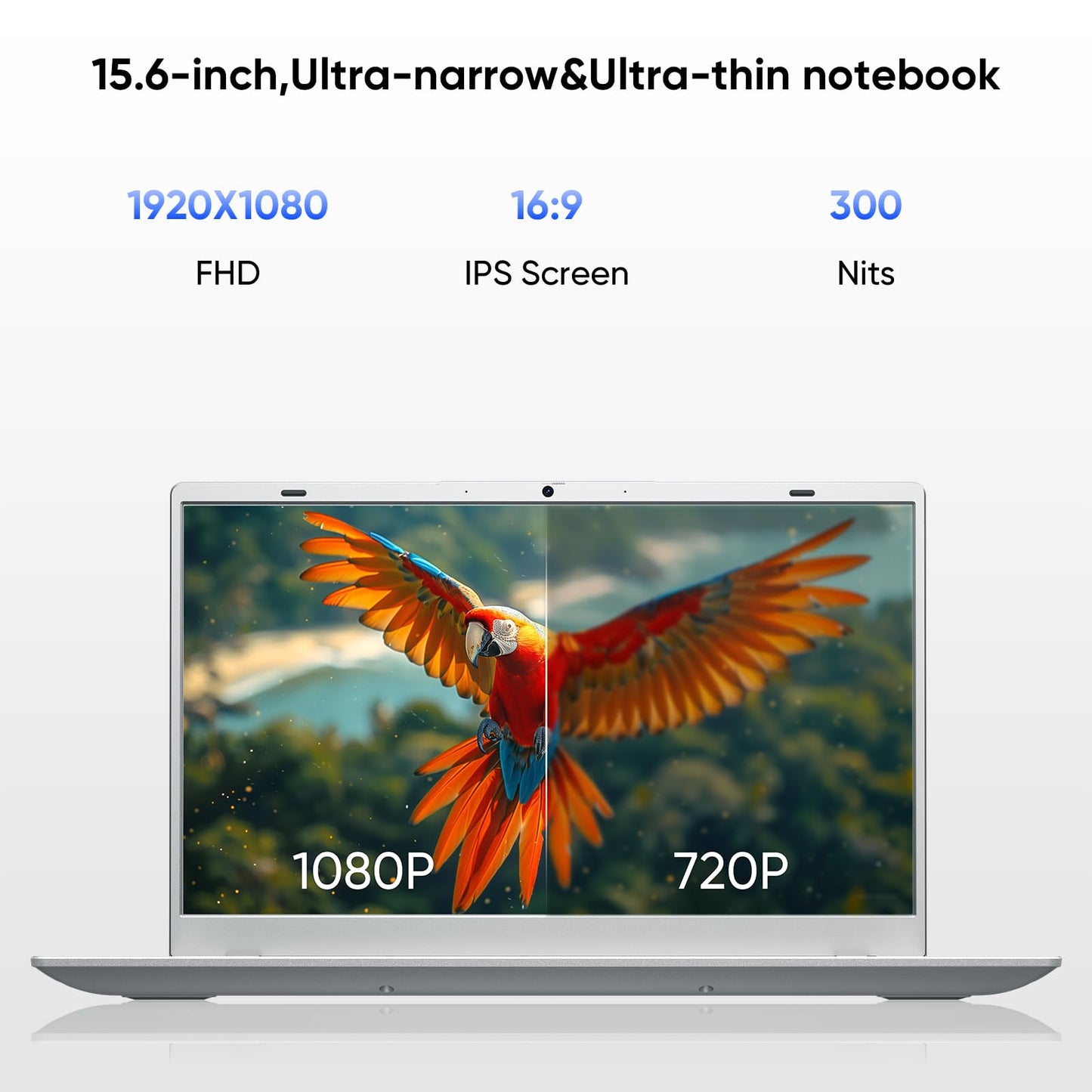 RIANIFEL Laptop Computer, 15.6 inch 1920x1080 FHD IPS Display, 16GB RAM / 256GB SSD Notebook PC with Intel 6500Y, Support 2.4G/5G Hz WiFi, BT5.0, MS 2024
