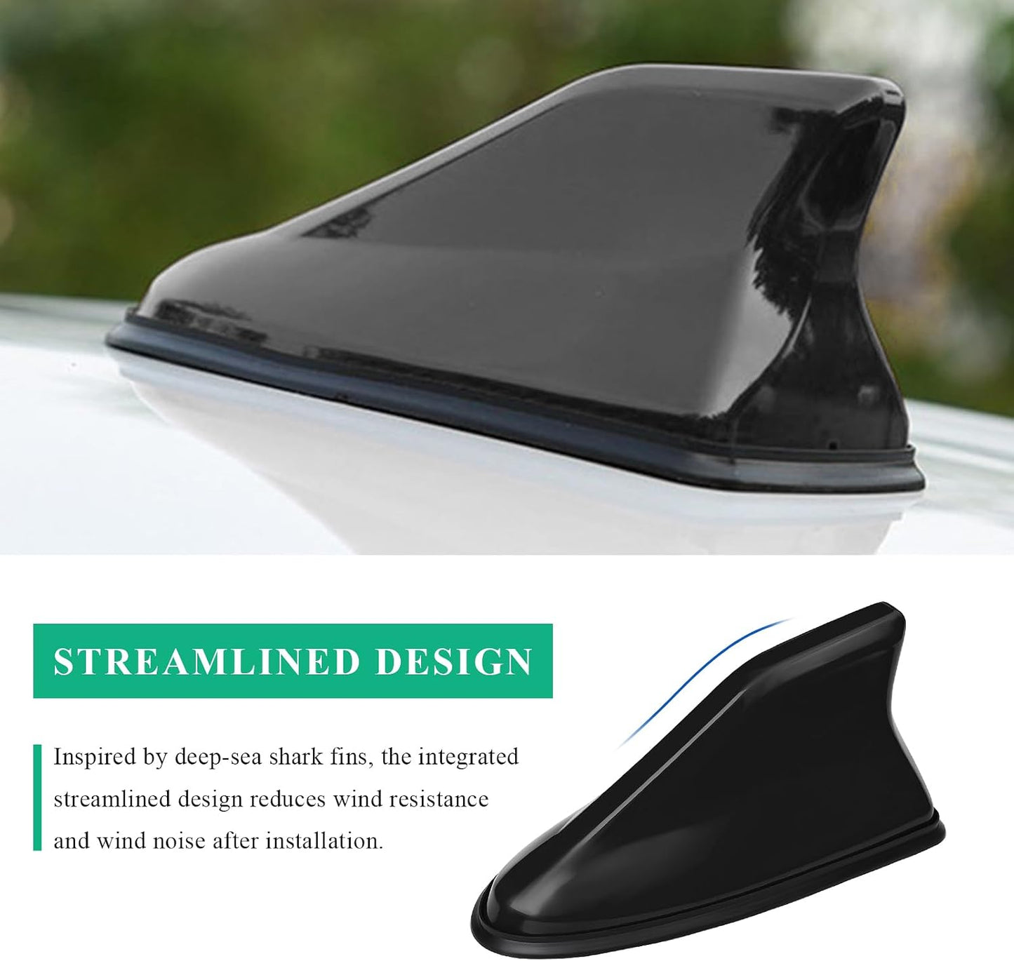 Sbulhia Shark Fin Antenna Cover for Car, Auto AM/FM Radio Signal Base Top Roof Aerial Cover with Adhesive Tape