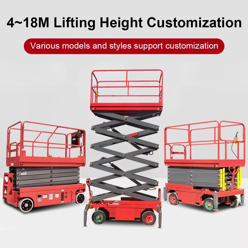 JIN YANG HU Scissors Lifting Aerial Lift Platform,4M Walk-Behind Mobile 500kg Load Hydraulic Working Platform,79"X36" Lifting Platform Scissor Lift Table