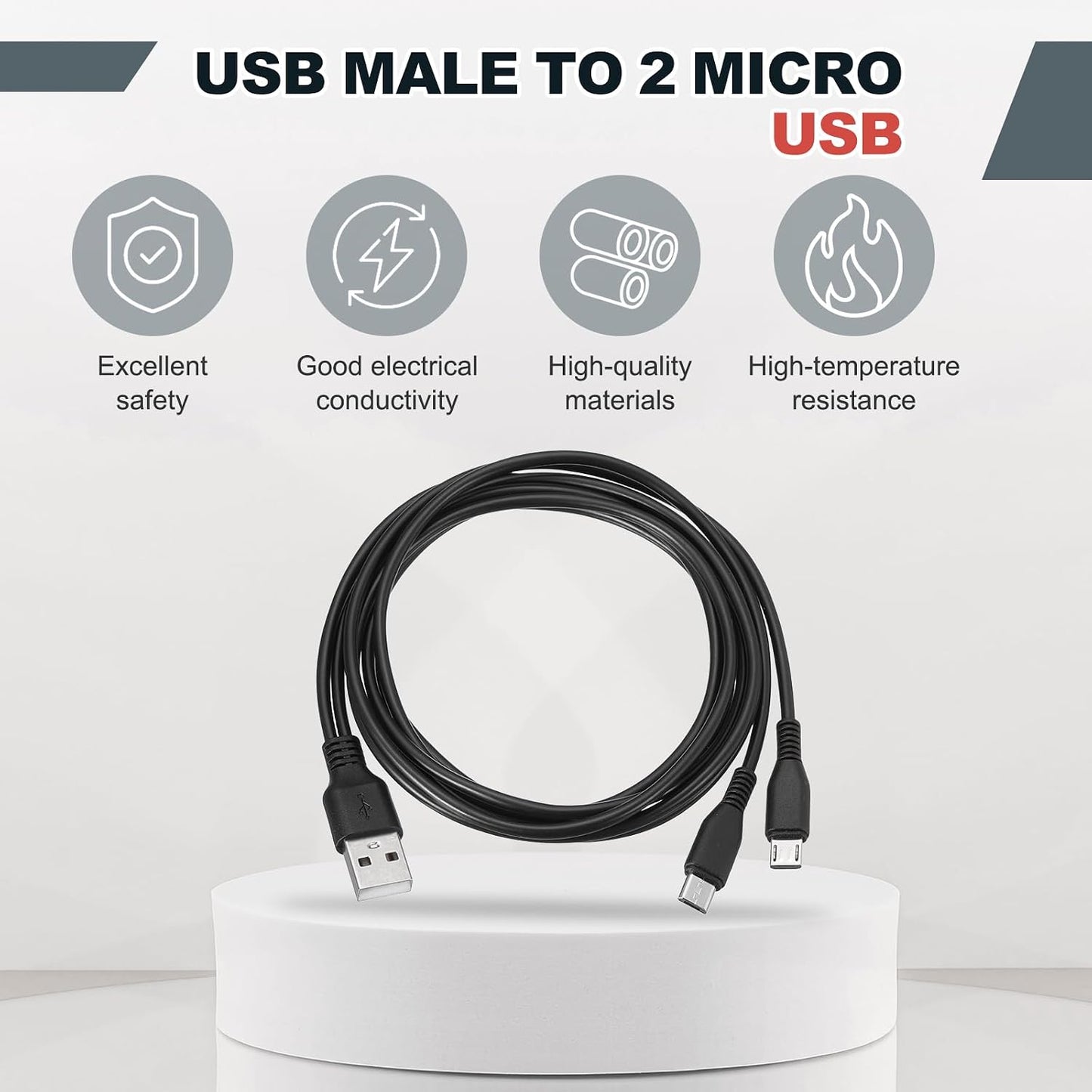 2 2 1 40 Inch 5V 2A, MECCANIXITY Multi USB A to Micro USB in Splitter Charging Cable Cord for Phone Power Bank Tablet