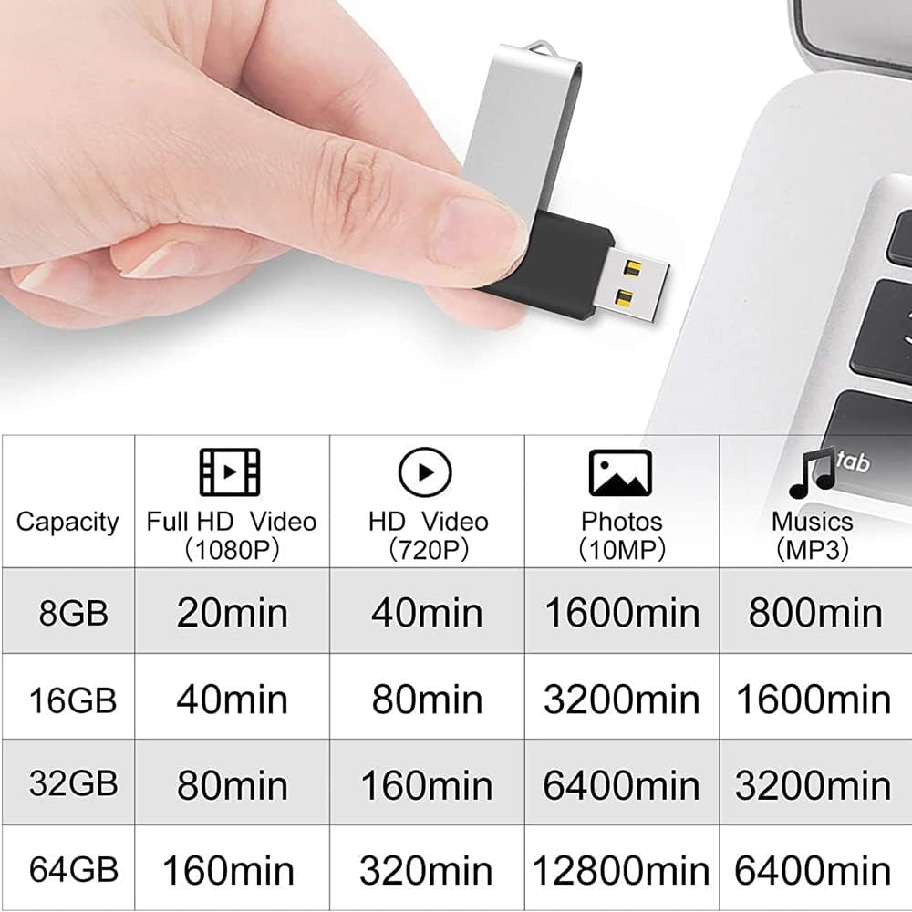 Maspen 2 Pack 64GB 2.0 USB Flash Drive USB Thumb Drives Jump Drive Fold Storage Memory Stick Swivel Design - Black