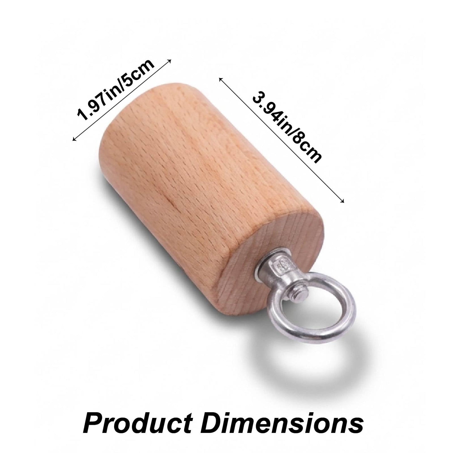 Lights Mountain Wooden Grip Handle for Forearm & Climbing Training, Compact Cylindrical Open-Hand Grip with Stainless Steel Ring, Beech Wood Endurance Grip for Cable Machine & Pull Training