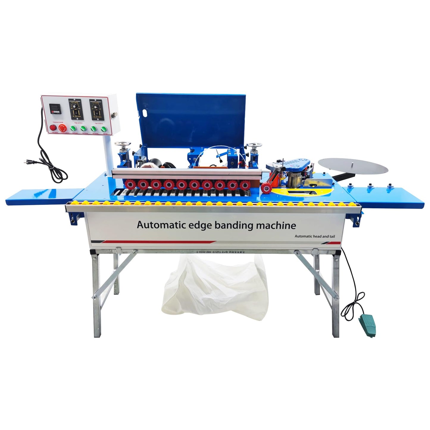 WYDDDARY Automatic Edge Bander Banding Machine Woodworking Curve Straight Edge Bander Pneumatic Head Double-sided Gluing Trimming Machine Automatic Plate Feeding With Top Control Panel 110V