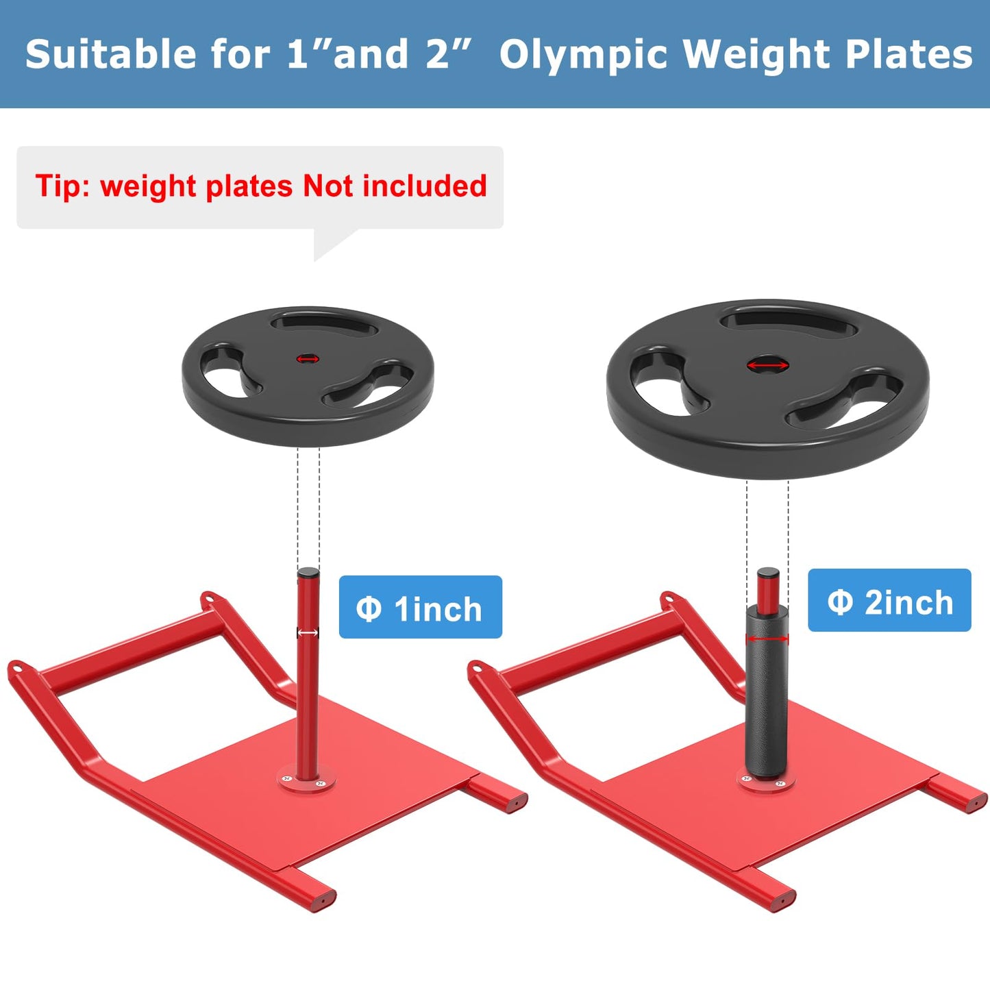 BeneLabel Weight Sled Fitness Strength Training Sled Red Weighted Training Sled Fits 1" & 2" Weight Plates Workout Sled Exercise Sled for Speed and Soccer Training