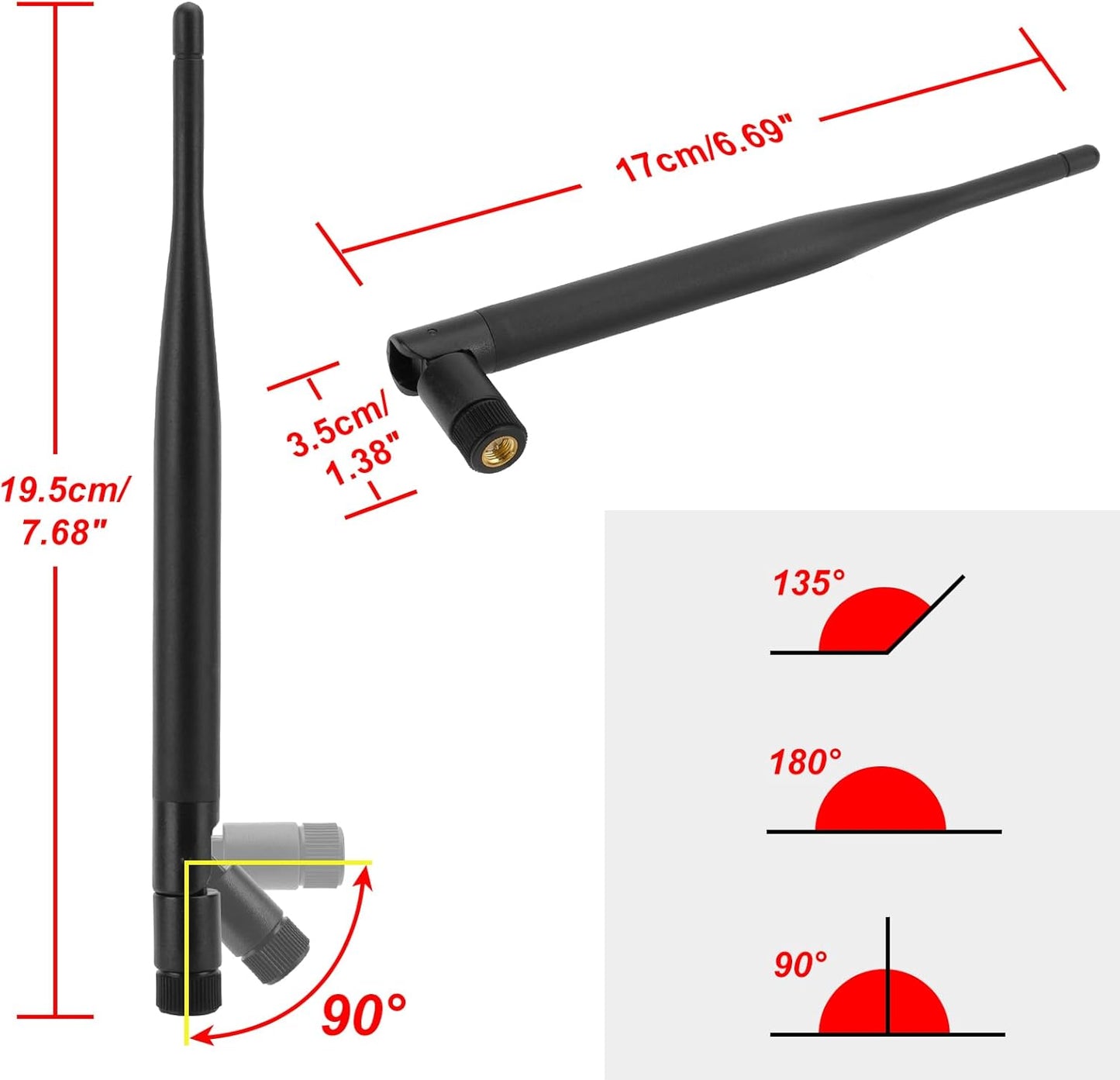 MakerHawk 2 Pack 915MHz 5dBi LORA Antenna Gain Omni SMA Male Connector + RF Antenna Adapter Cable