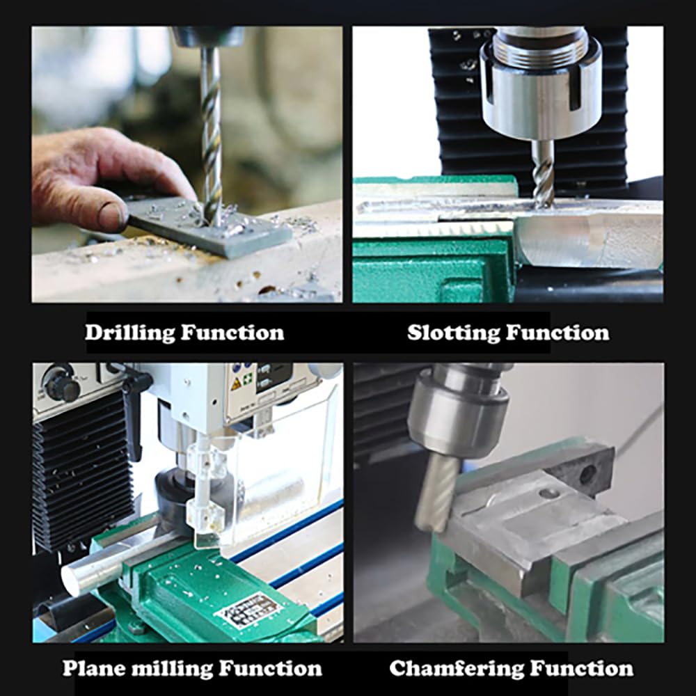 INTBUYING Mini Milling Drilling Machine Benchtop Mill Drill 5-1/2''x20'' Precision Hobby Milling Machine 600W MT2 Variable Speed Micro Feed with Spindle Drill Chucks for Metal Plastic Wood 110V