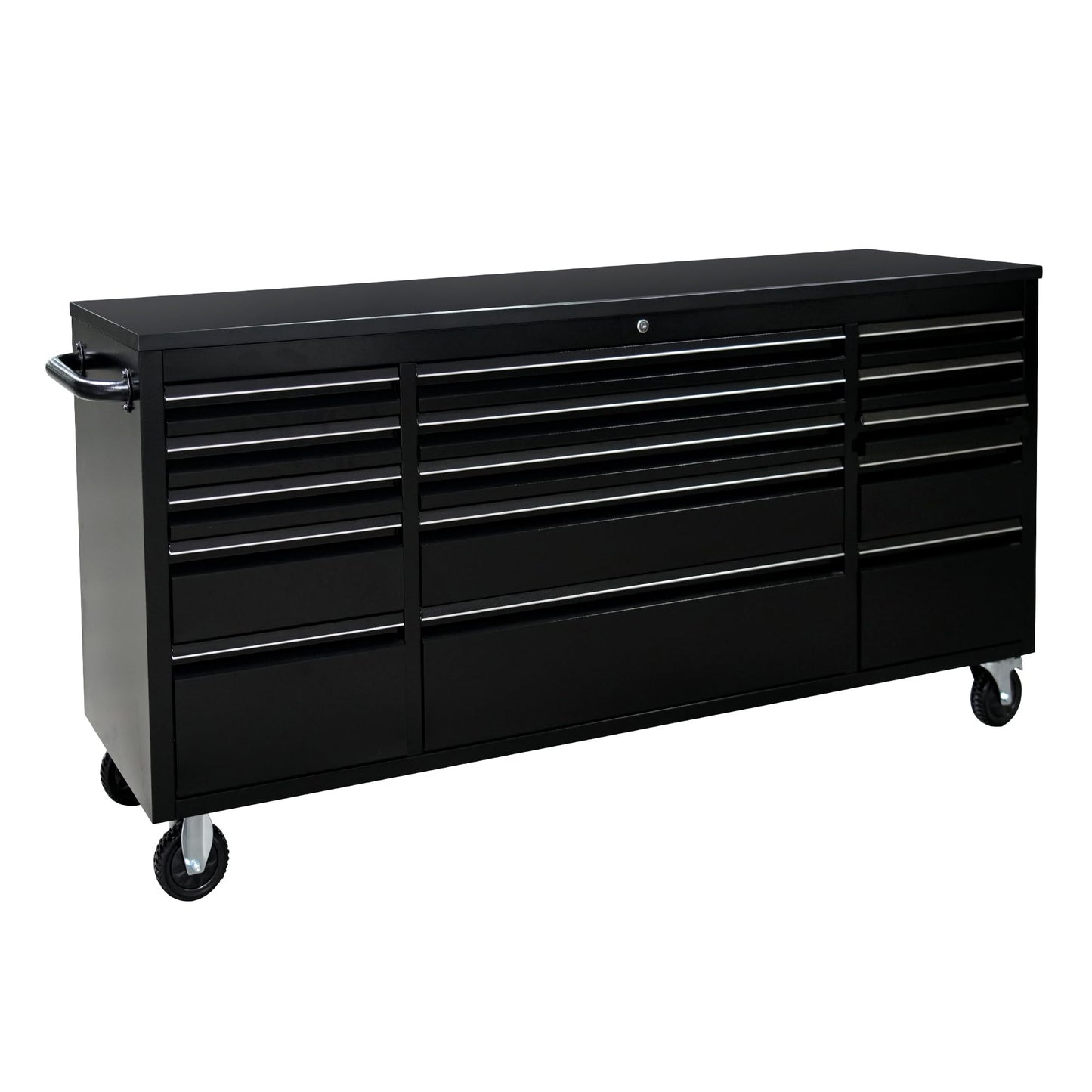 CT Copper Tailor 72-inch Rolling Tool Chest with 15 Drawers and Wheels, Mobile Garage Workbench, Large Tool Box Storage Tool Cabinet with Wood Top for Workshop, Matte Black