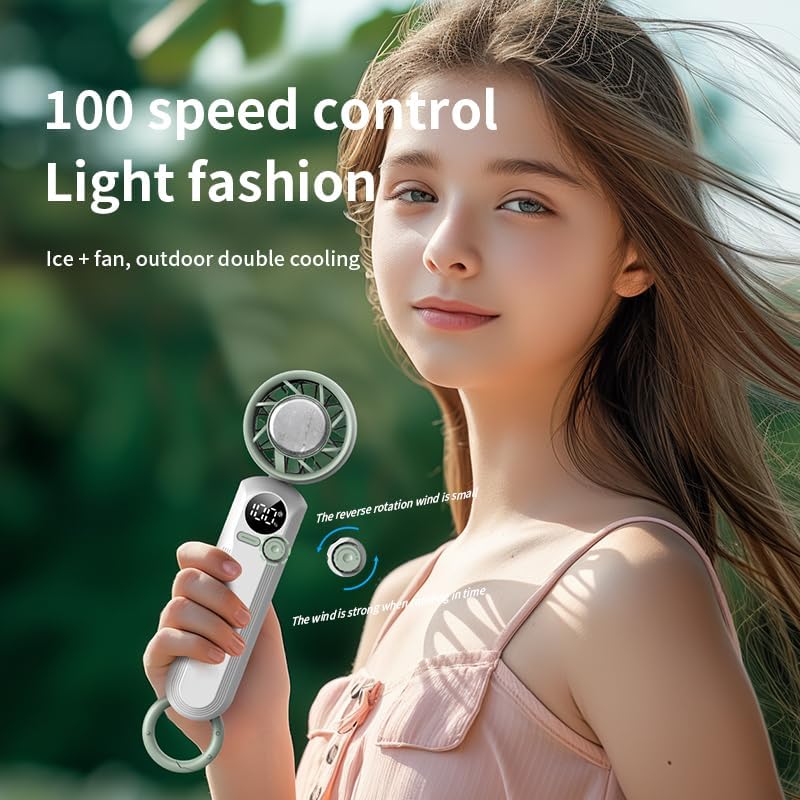 Skiennix Handheld Mini Fan - Portable Rechargeable Turbo Fan with Adjustable Speed & Ice Cooler