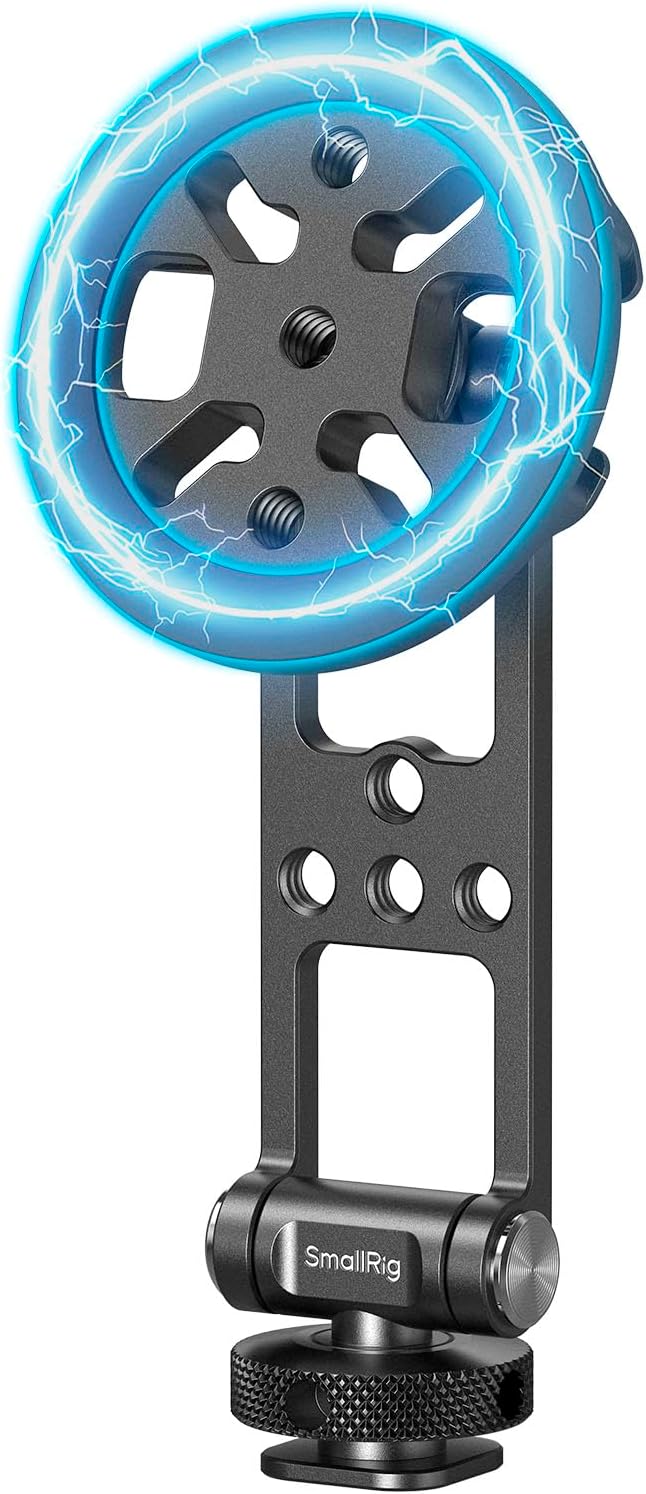 SMALLRIG 17/16/15, 5156 Magnetic Metal Phone Mount with Cold Shoe Mount, Adjustable Rotatable Phone Tripod Holder