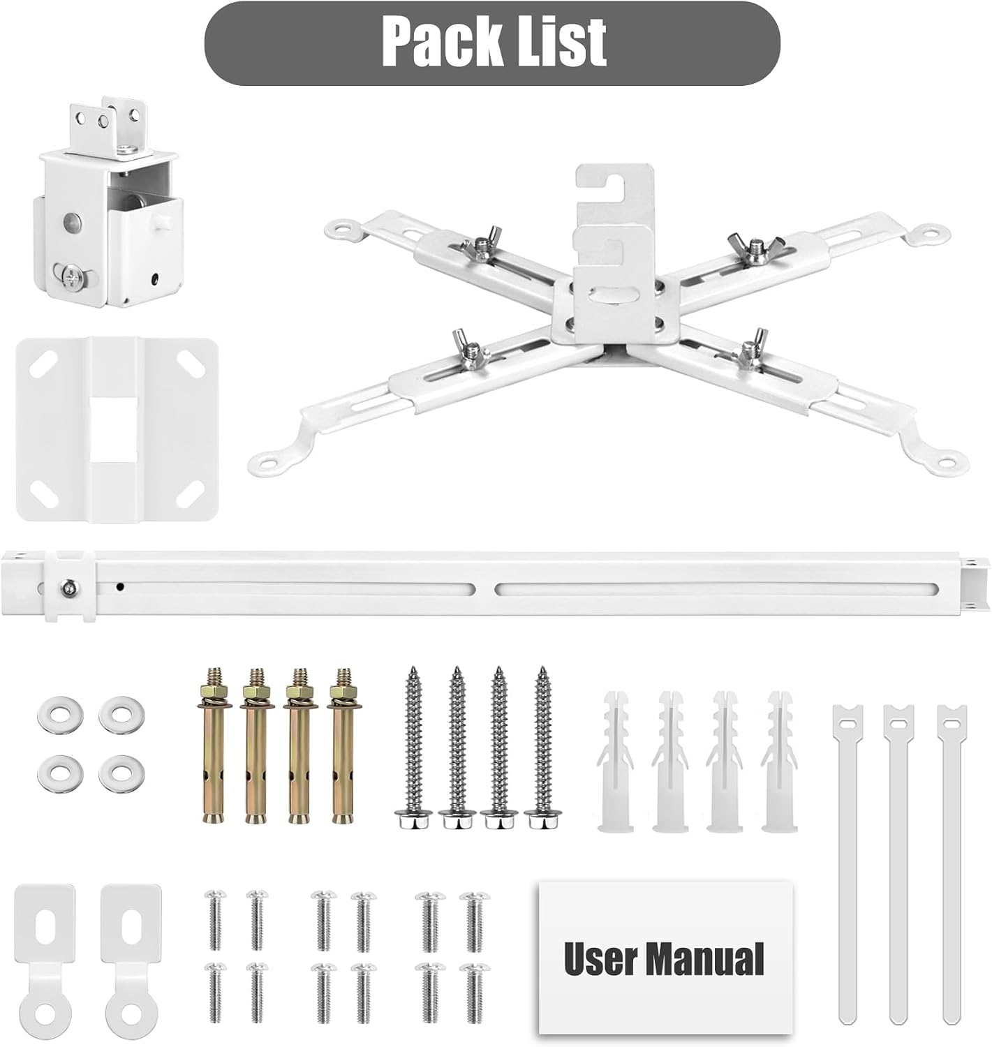 2-Be-Best 3-in-1 Projector Ceiling Mount Wide Pipe Universal Projector Wall Mount Bracket with Adjustable Arm, Flush
