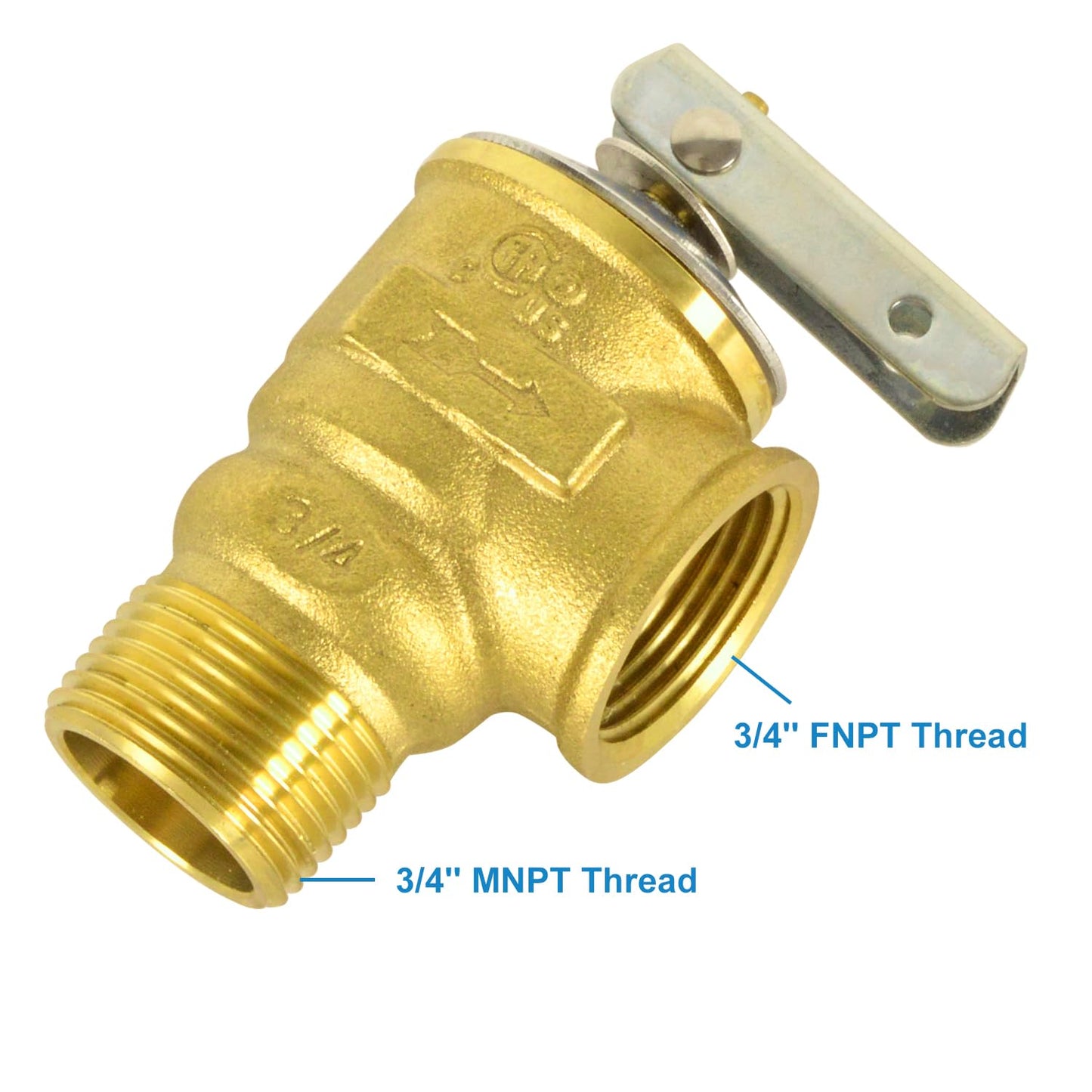 HYDRO MASTER Safety Relief Valve With 3/4 Inch Thread 150 PSI ASME Hot Water (150 PSI)