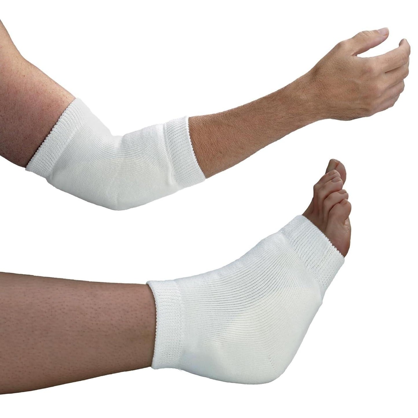 Sandhill Tools Heel & Elbow Protector Large Padded Sleeves – Knit Elastic Cushioned Guards for Skin Protection, Pressure Relief & Shock Absorption, Soft Terry Fabric, Pull-On Design (Pair)