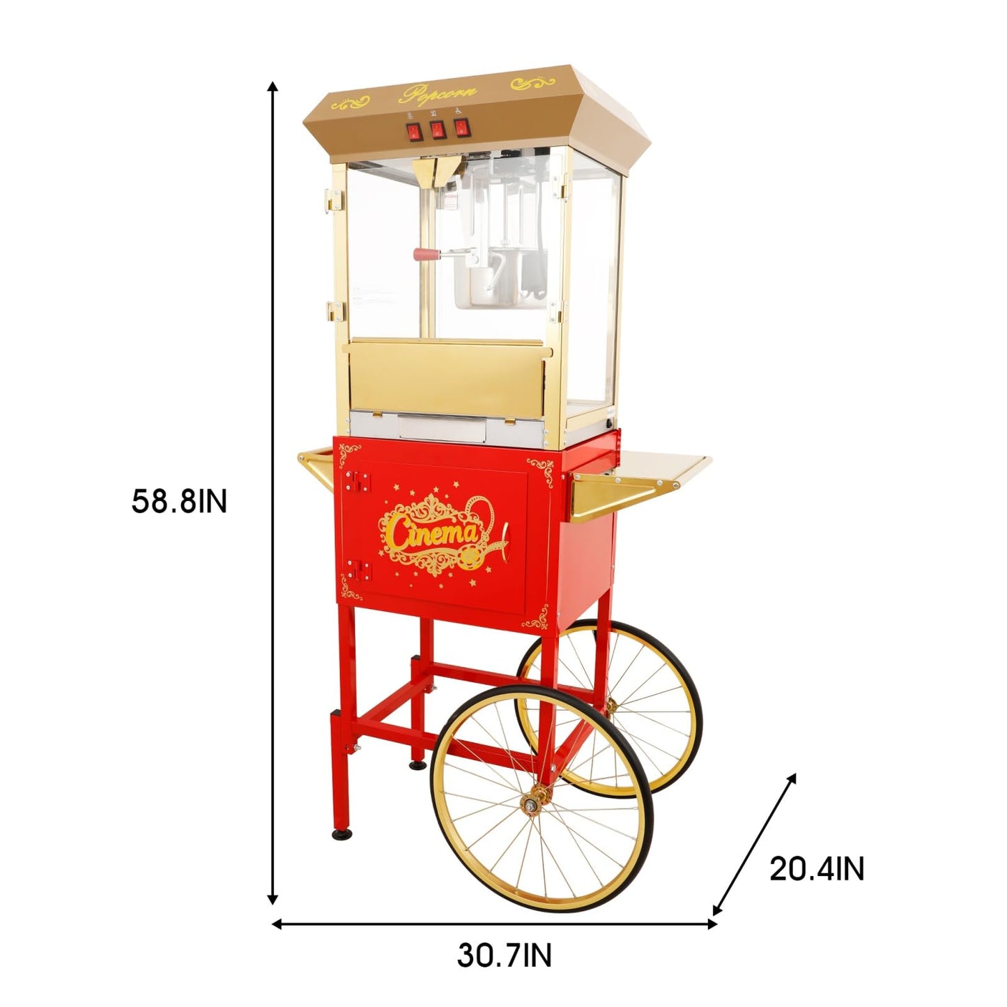 Trygoal Commercial Popcorn Machin with Cart