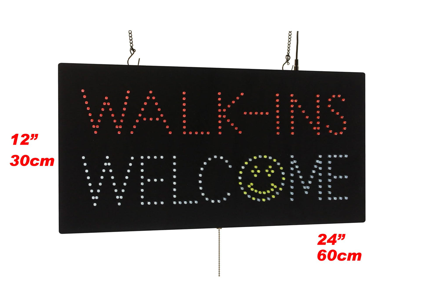 Walk-ins Welcome Sign, 24"x12", 60x30cm, TOPKING, LED, Neon, Florescent, Signage, Signboard, Display, Billboard, Screen, Grand Opening, Gift