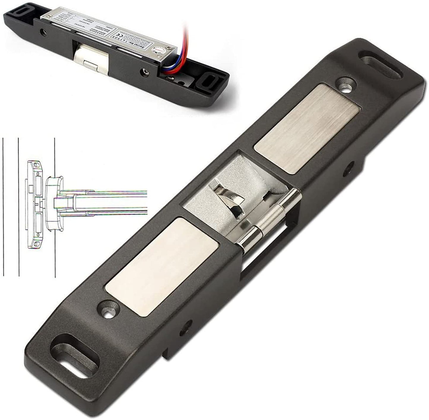 MENGQI-CONTROL Fire Emergency Door Electric Strike Push Rod Lock for Panic Bar Exit Open Device