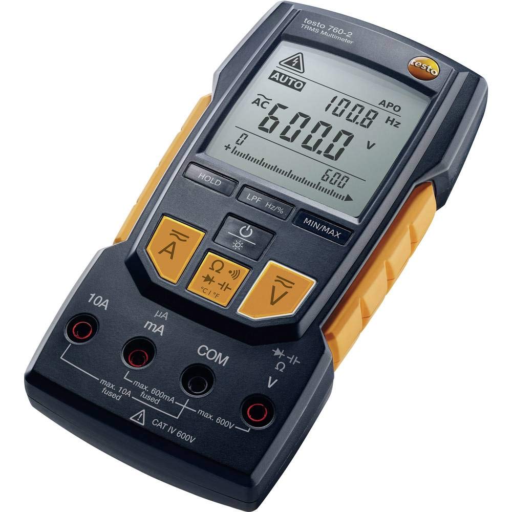 Testo 760-2 Digital Multimeter – Multimeter T-RMS for HVAC measurements, current, and frequency testing – voltage tester including automatic range detection, auto power off, and thermocouple adapter