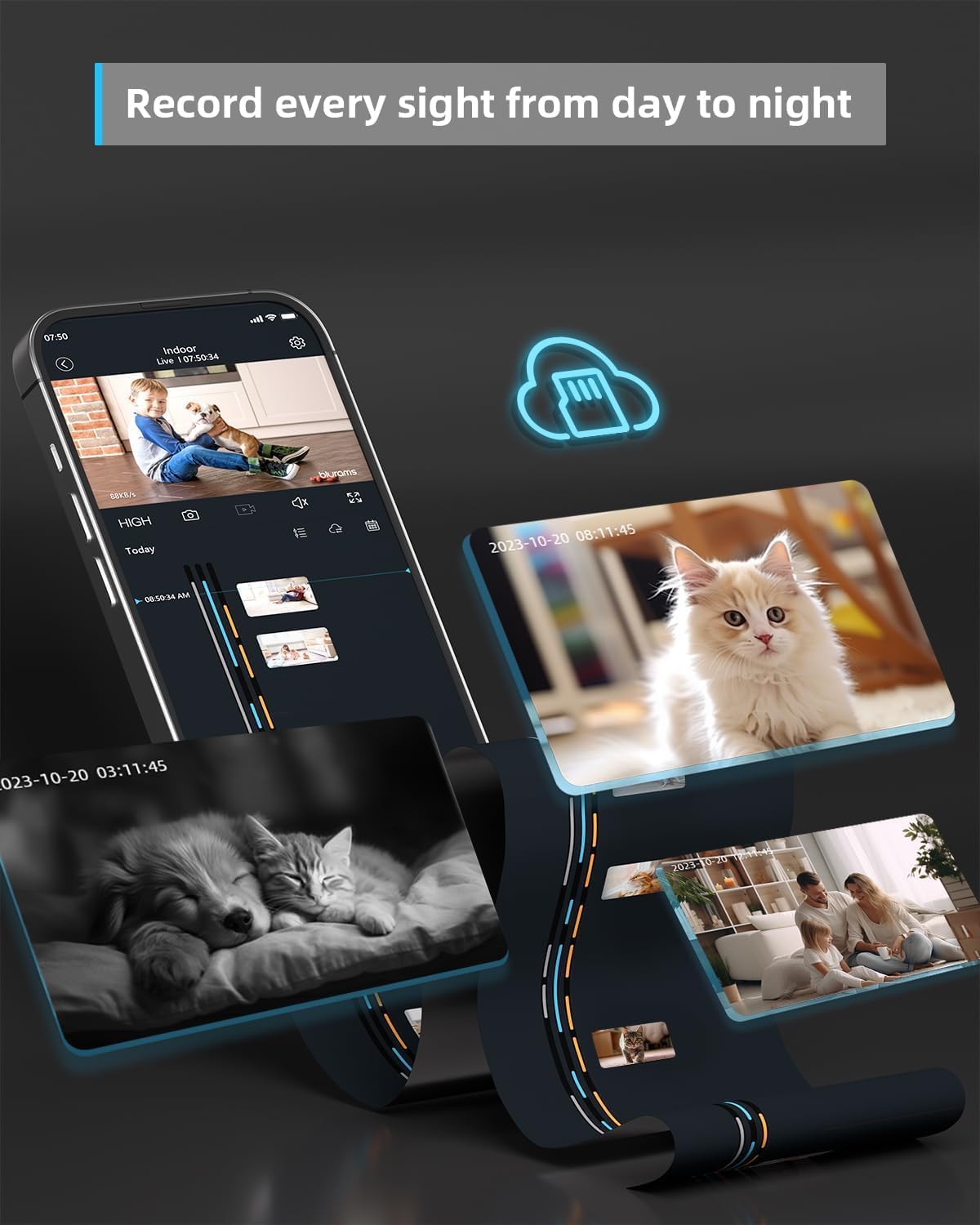 blurams 2K, 360-degree 2-Way Security Camera Baby Monitor Dog Camera for Home Security w/Smart Motion Tracking, Phone