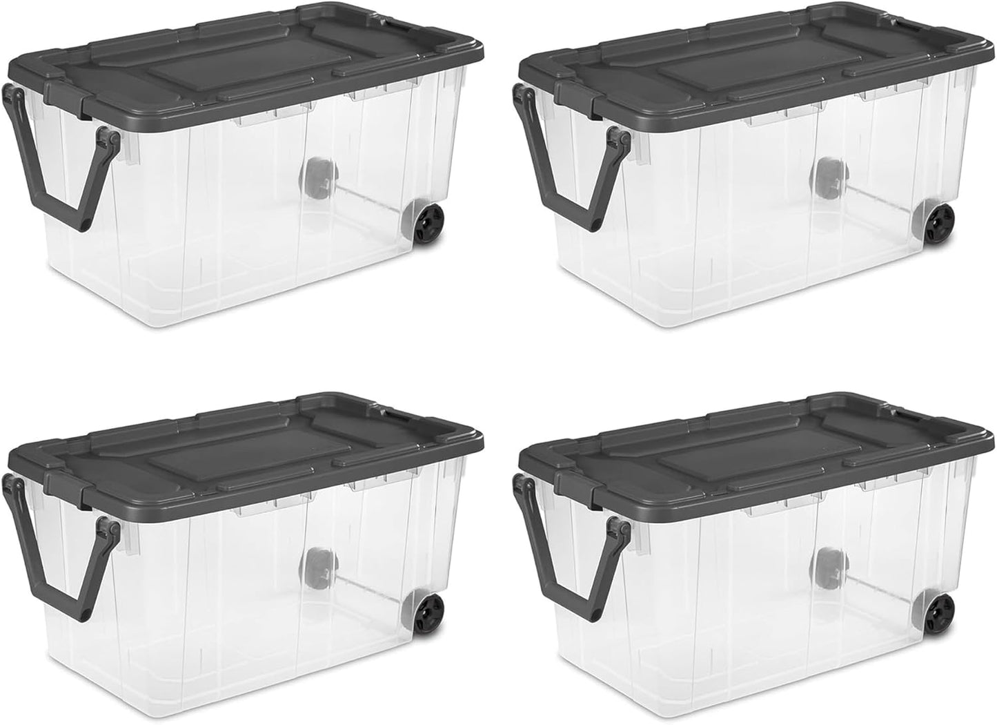 Sterilite Modular Stacker Box - Durable Clear Plastic Storage Bins with Latching Lids | 4-Pack, 160 Quart