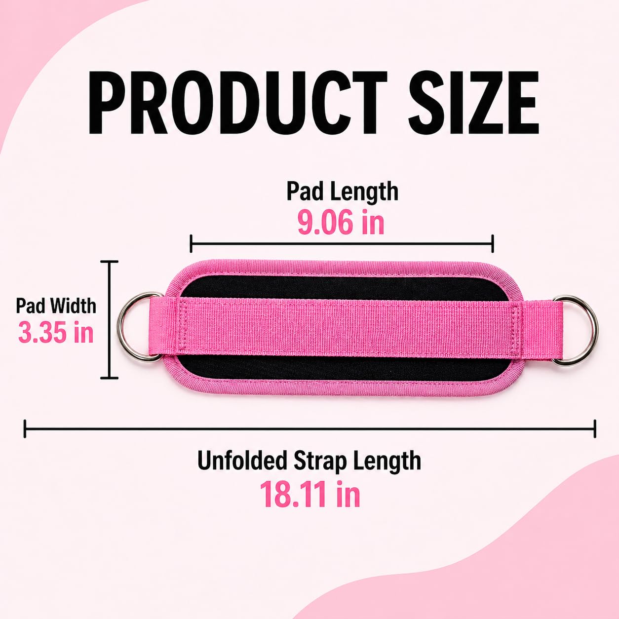 Ankle Straps for Cable Machines, Pair of Padded Neoprene Ankle Cuffs with Metal D-Rings, Adjustable Resistance Band Attachment for Glute Kickbacks, Leg and Hip Workouts(Black)