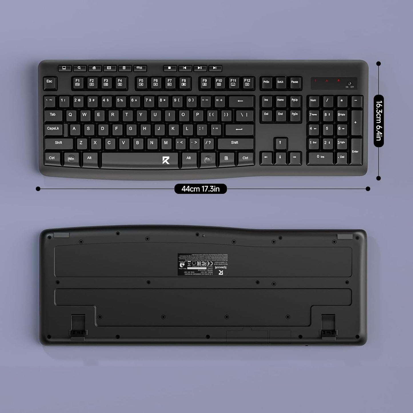 Redragon 2.4G 10 BK7367 Wireless Keyboard, Full-Sized Ergonomic Wireless Computer Keyboard with Individual Multimedia